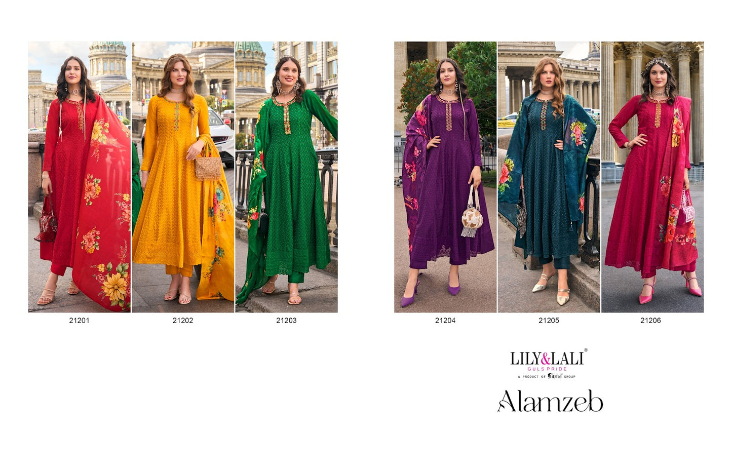 Alamzeb Lily Lali Vichitra Silk Readymade Anarkali Suits Exporter Gujarat