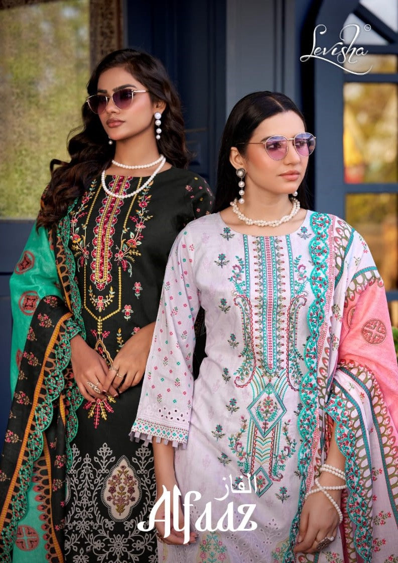 Alfaaz Levisha Lawn Cotton Karachi Salwar Suits Supplier Ahmedabad