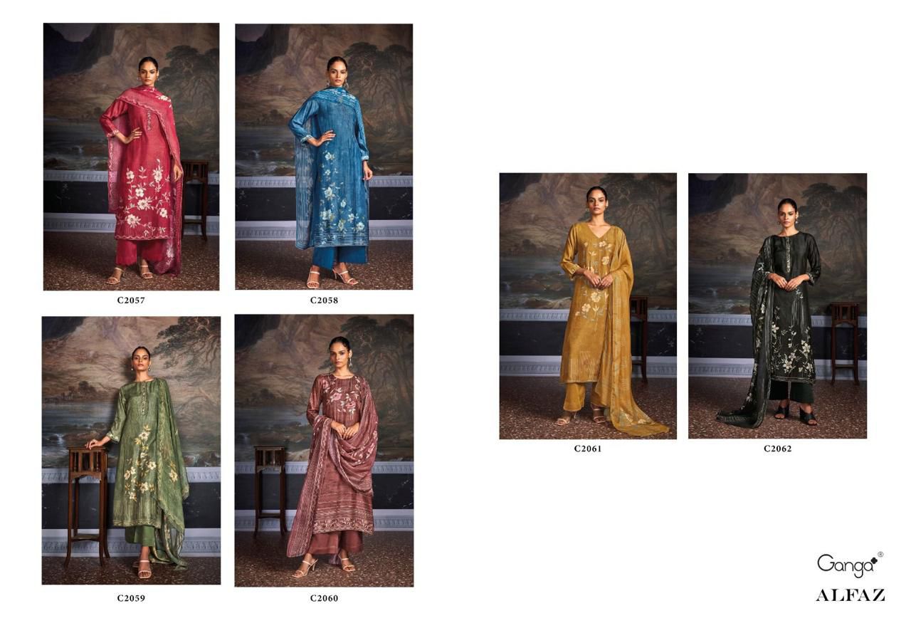 Alfaz Ganga Bemberg Silk Plazzo Style Suits Exporter India