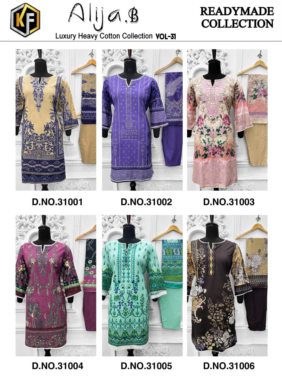 Alija B Vol 31 Keval Fab Cotton Karachi Readymade Suits Exporter