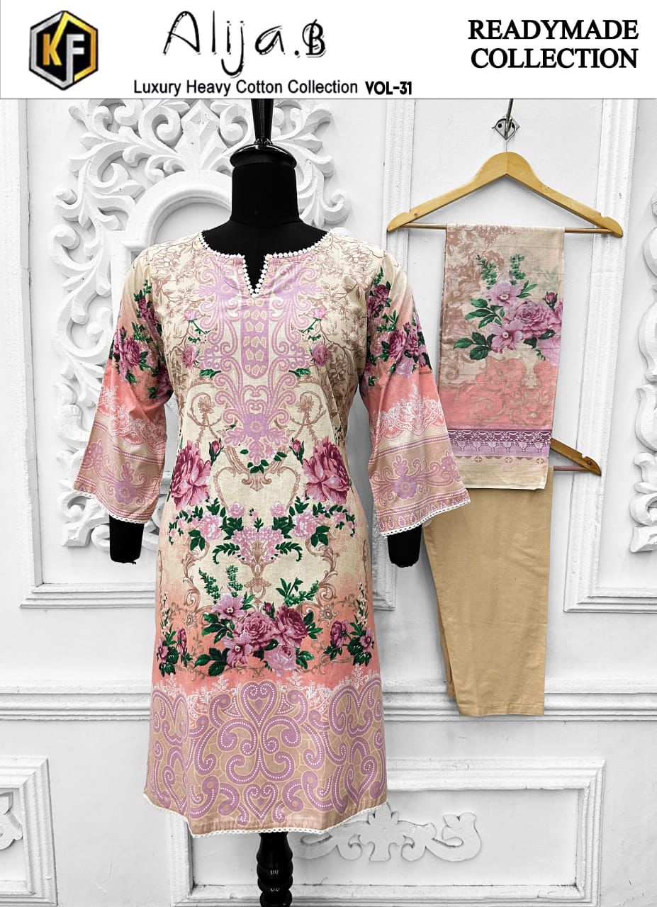 Alija B Vol 31 Keval Fab Cotton Karachi Readymade Suits Exporter