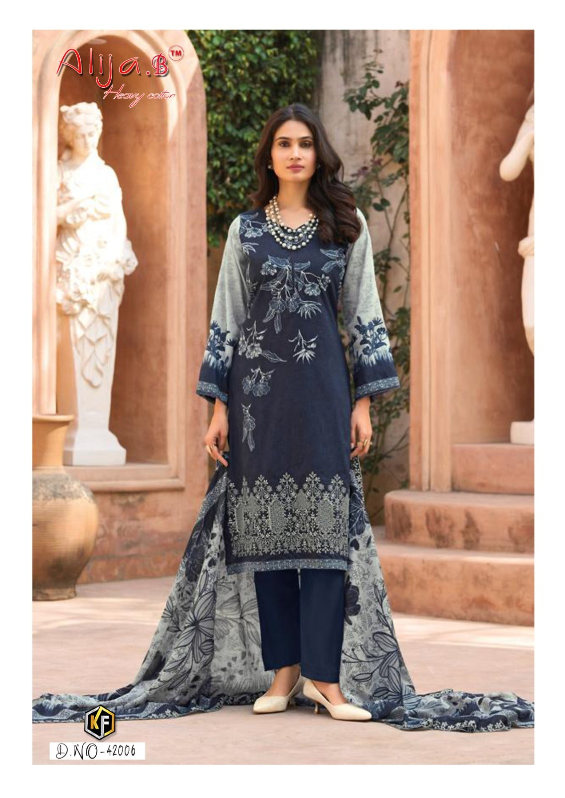Alija B Vol 42 Keval Fab Lawn Cotton Karachi Salwar Suits Exporter