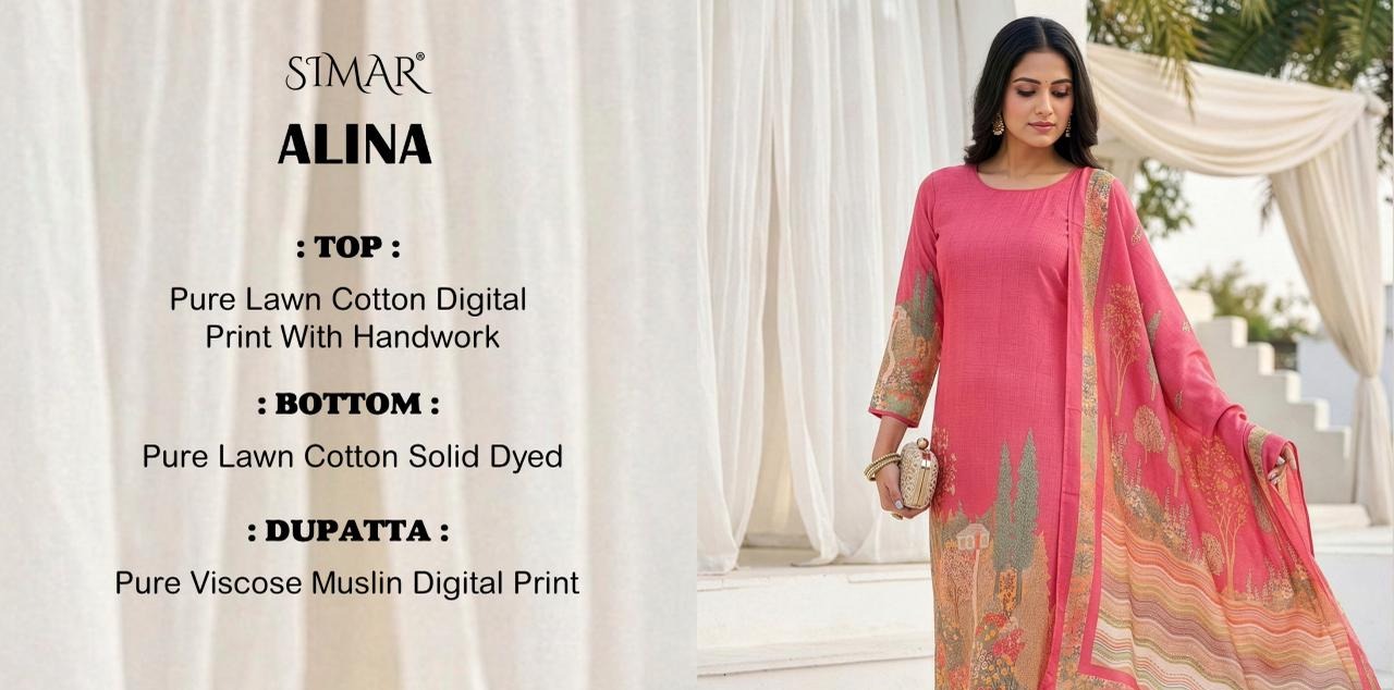 Alina Simar Lawn Cotton Pant Style Suits Exporter India