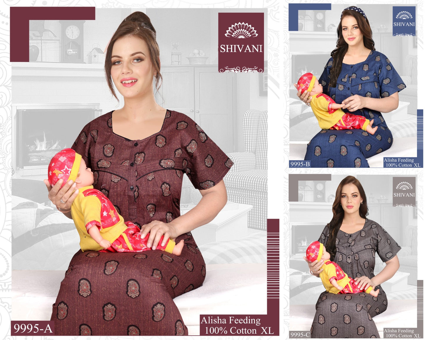 Alisha Shivani Cotton Feeding Night Gown Manufacturer Ahmedabad