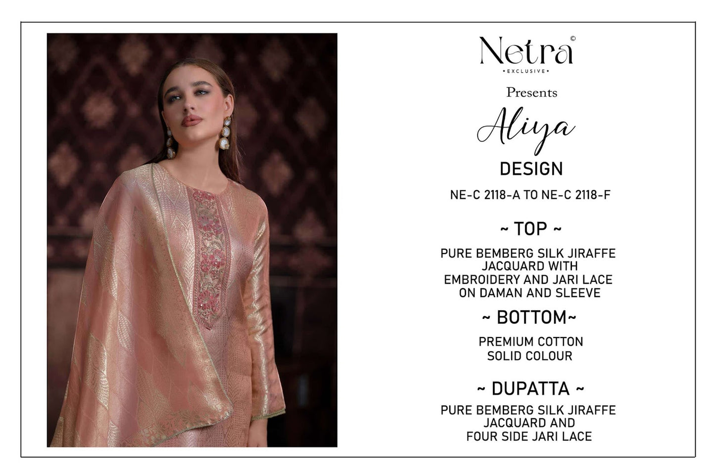 Aliya Netra Bemberg Silk Pant Style Suits Exporter