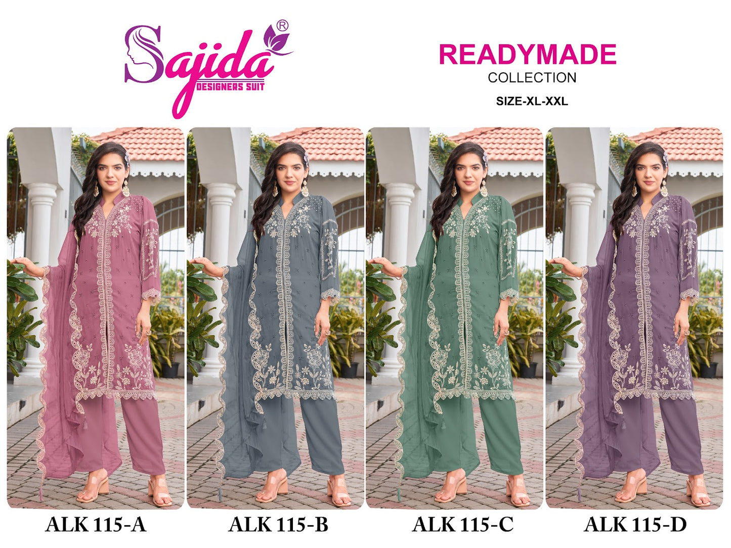 Alk 115 Sajida Georgette Pakistani Readymade Suits Manufacturer Ahmedabad