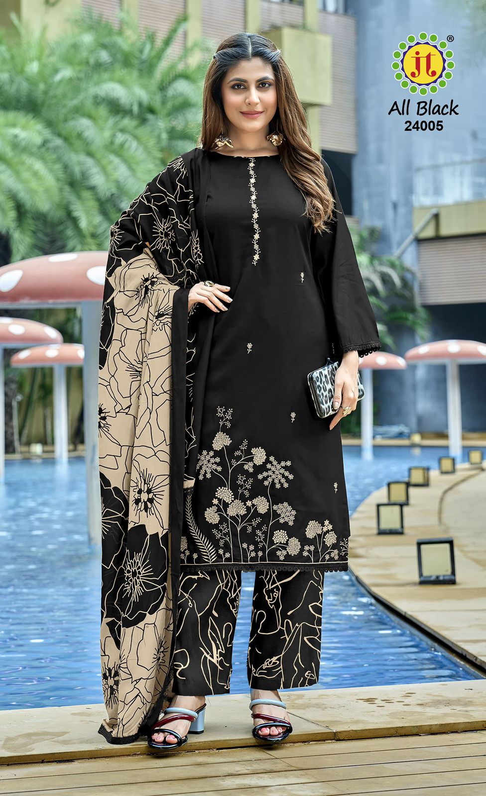 All Black Vol 24 Jt Rayon Pant Style Suits Supplier India