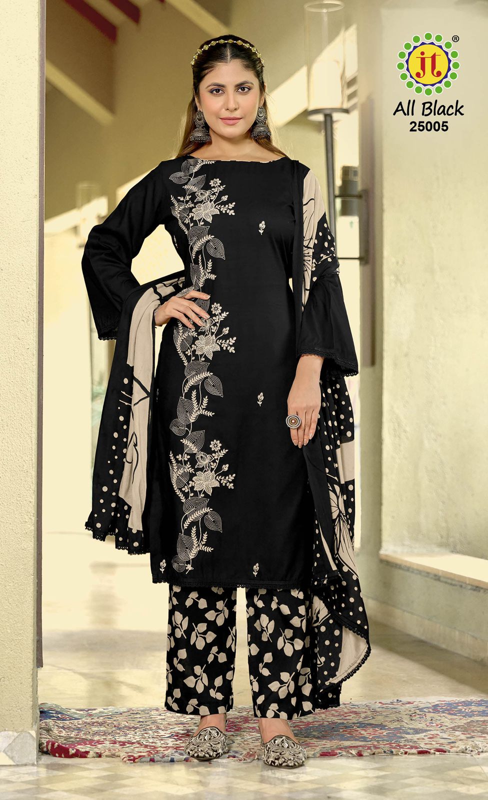 All Black Vol 25 Jt Rayon Pant Style Suits Wholesale Rate