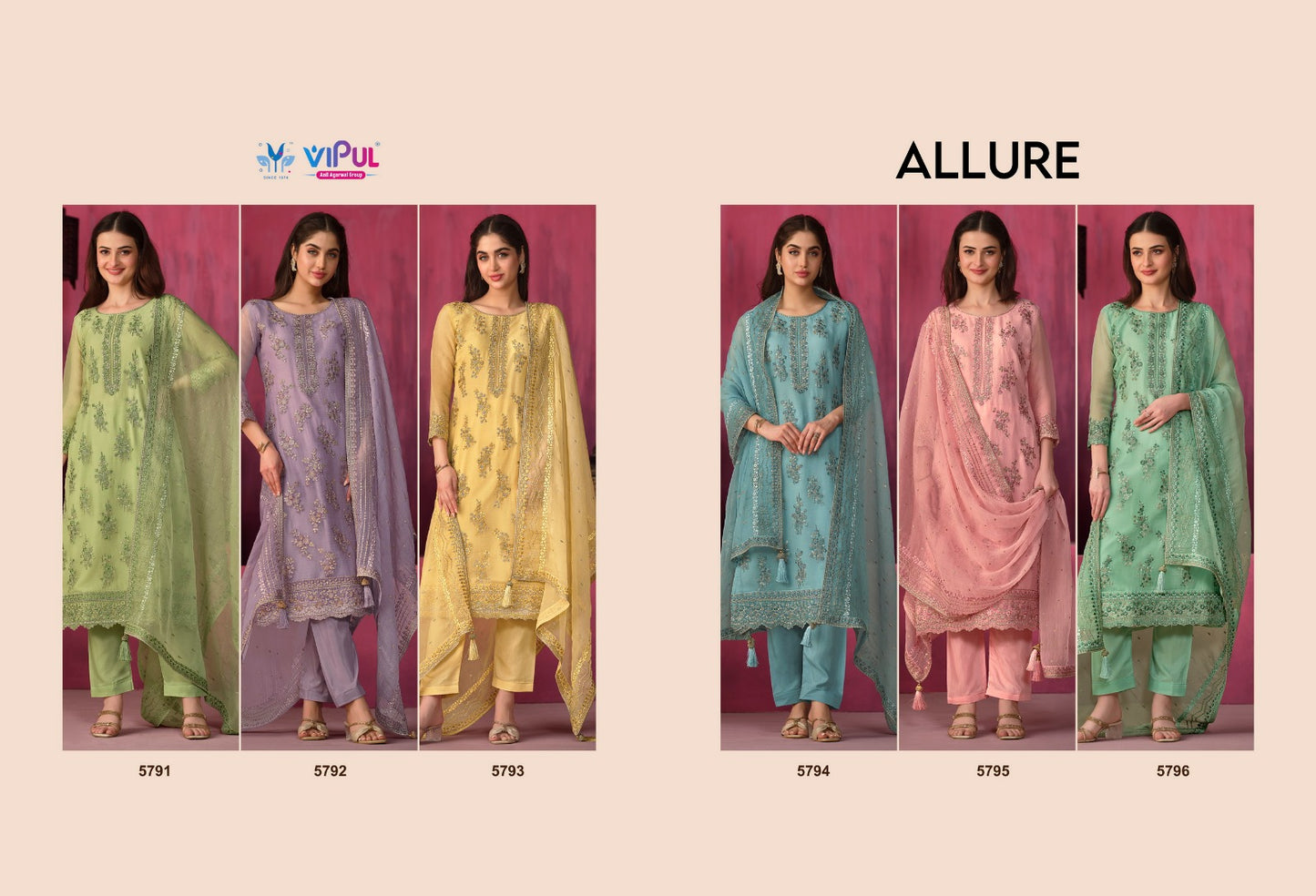 Allure Vipul Soft Organza Pant Style Suits Supplier