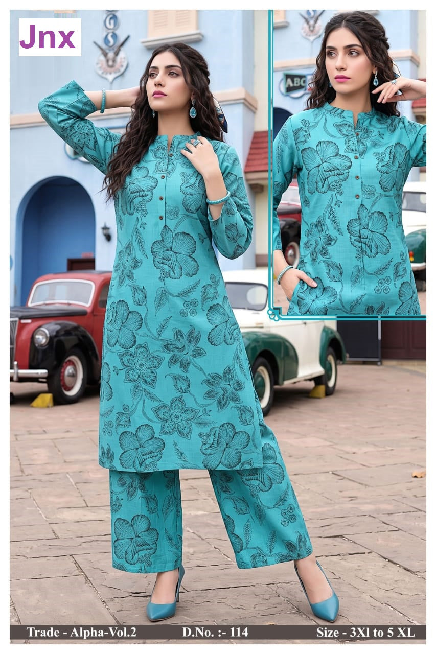 Alpha Vol 2 Jnx Vertican Kurti Plazzo Set Wholesaler Ahmedabad