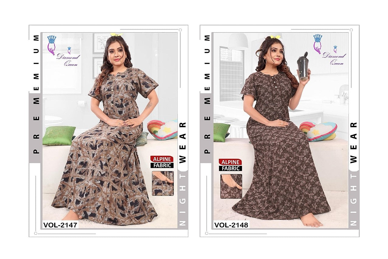 Alpine 010525 Diamond Queen Night Gowns Wholesaler Ahmedabad