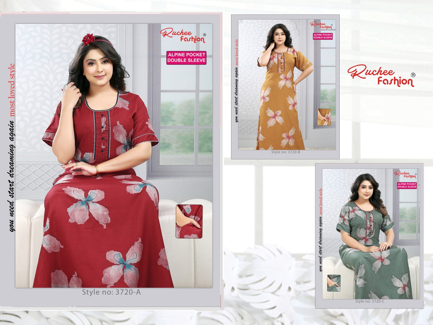 Alpine 0105 Ruchee Fashion Night Gowns Manufacturer India