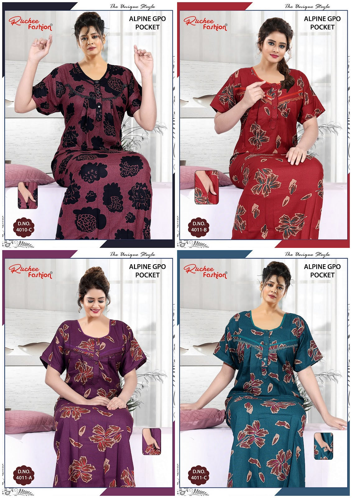 Alpine 0601 Ruchee Fashion Night Gowns Exporter Ahmedabad