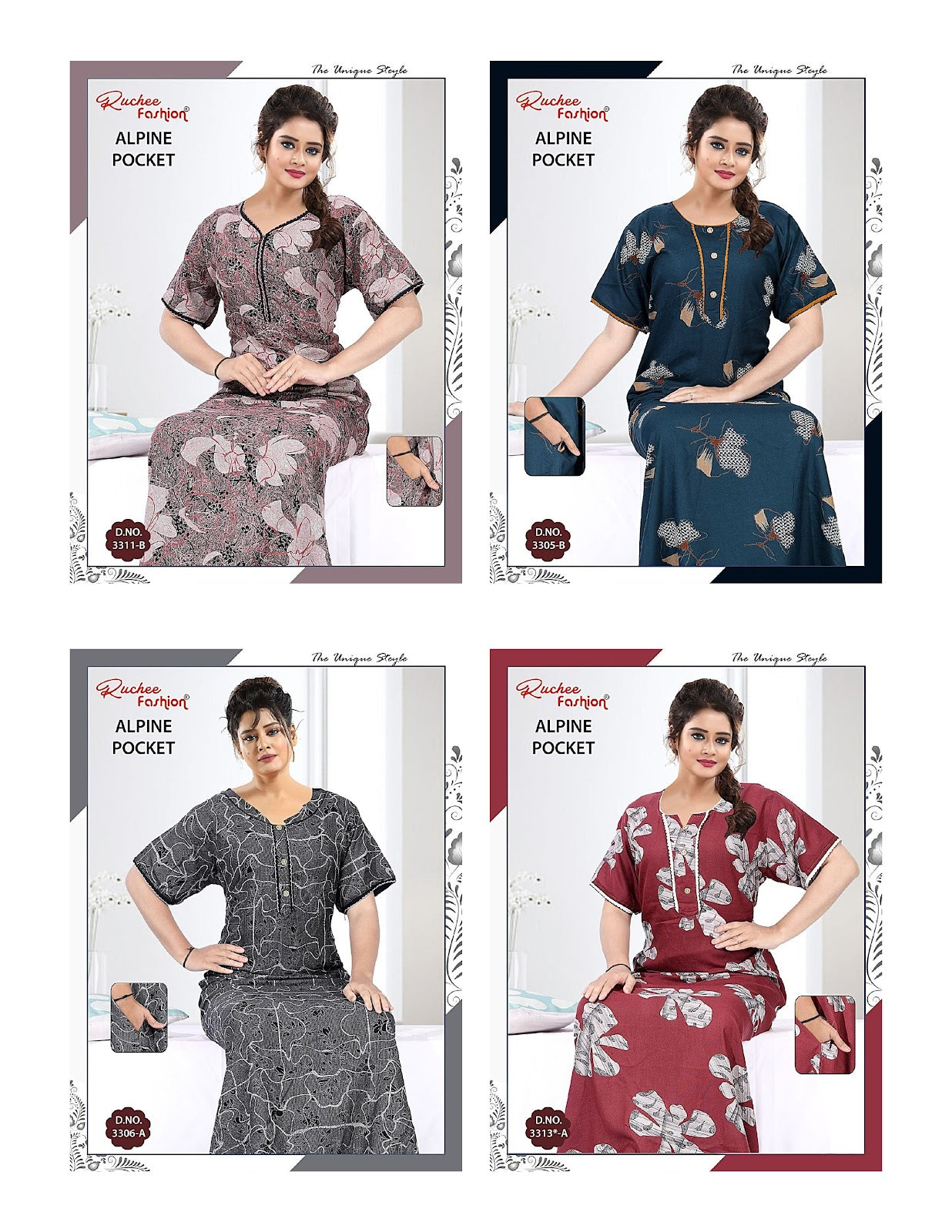 Alpine 060725 Ruchee Fashion Night Gowns Manufacturer Gujarat