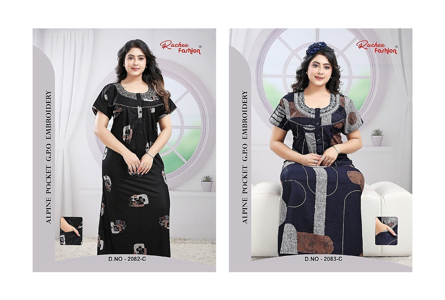 Alpine 171125 Ruchee Fashion Night Gowns Wholesale Rate