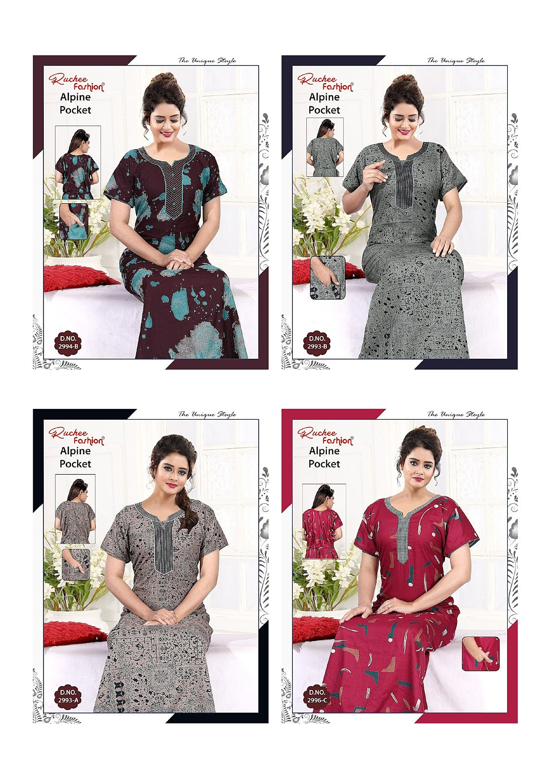 Alpine 2989-2996 Ruchee Fashion Night Gowns Wholesaler Ahmedabad