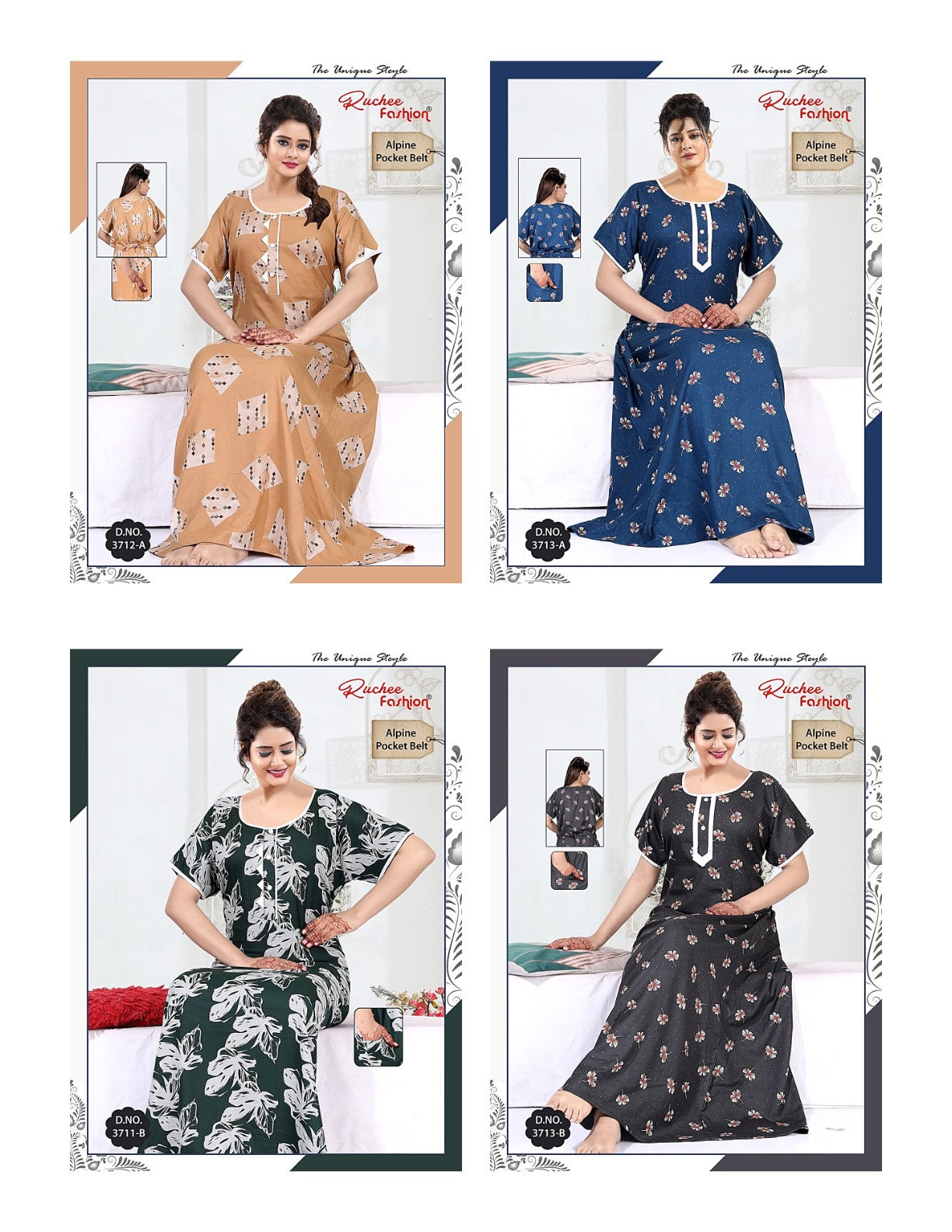 Alpine Belt 1809 Ruchee Fashion Night Gowns Exporter India