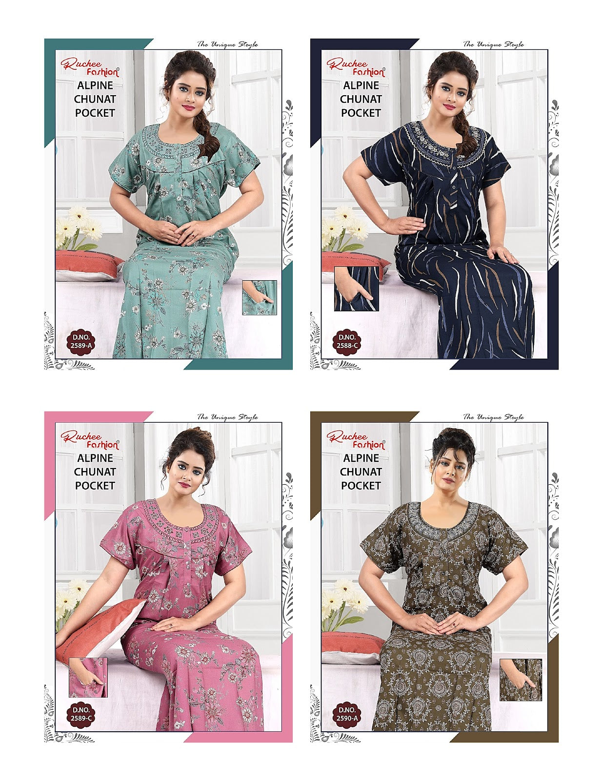 Alpine Chunat Ruchee Fashion Night Gowns Exporter India