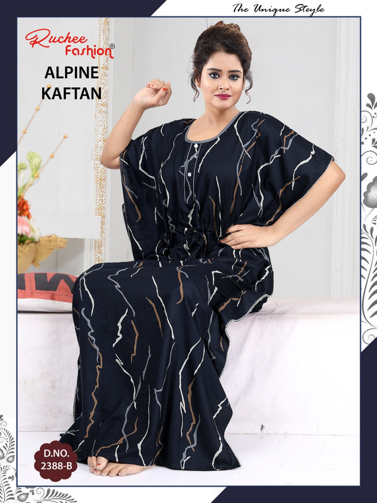 Alpine Flower Print Ruchee Fashion Kaftan Nighty Manufacturer
