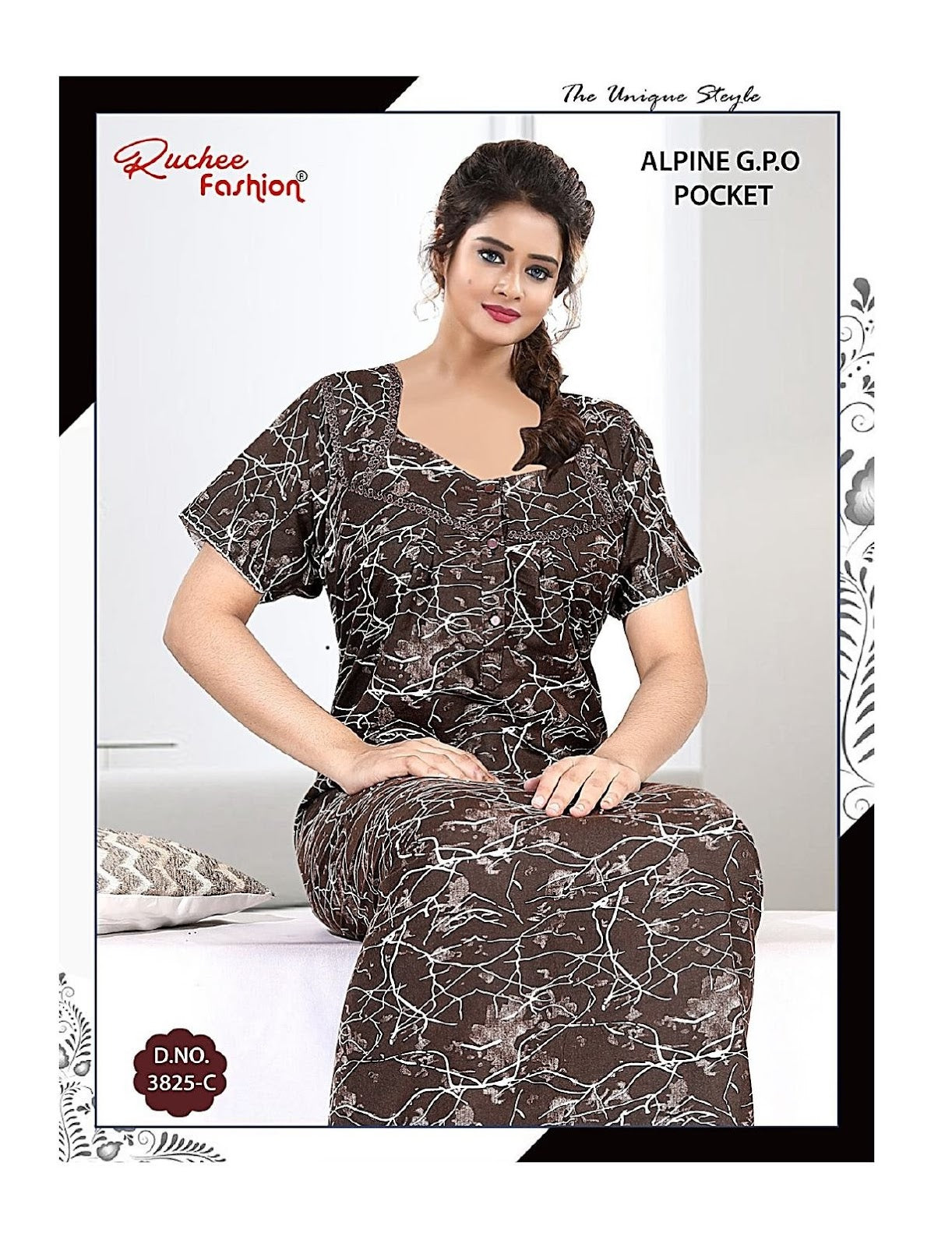 Alpine Gpo 0610 Ruchee Fashion Night Gowns Wholesale Rate