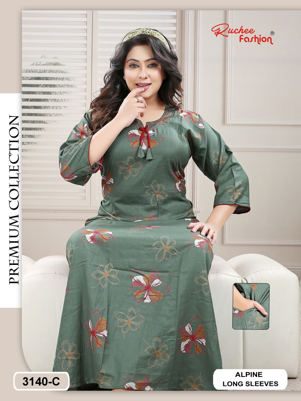 Alpine Long Sleeves 2402 Ruchee Fashion Night Gowns Manufacturer Ahmedabad