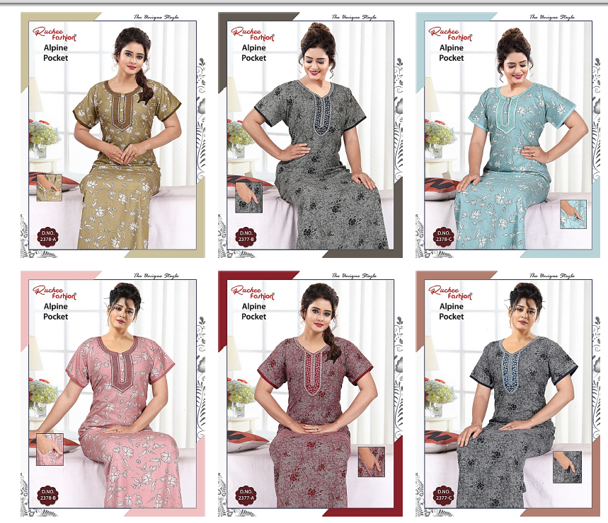 Alpine Pocket 281124 Ruchee Fashion Night Gowns Supplier Gujarat