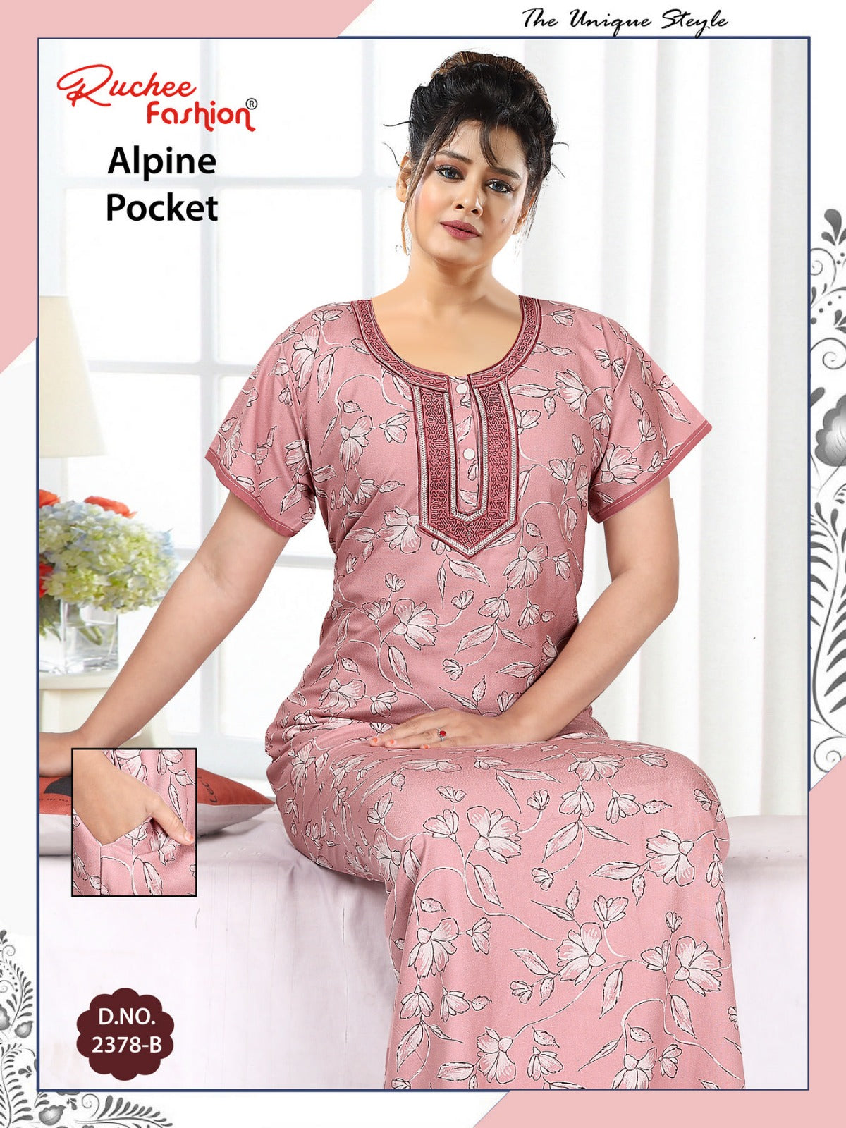 Alpine Pocket 281124 Ruchee Fashion Night Gowns Supplier Gujarat