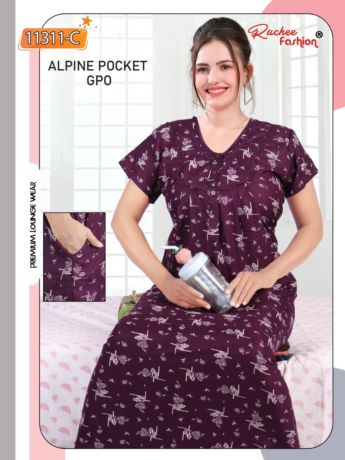 Alpine Pocket Gpo Ruchee Fashion Night Gowns Manufacturer Ahmedabad