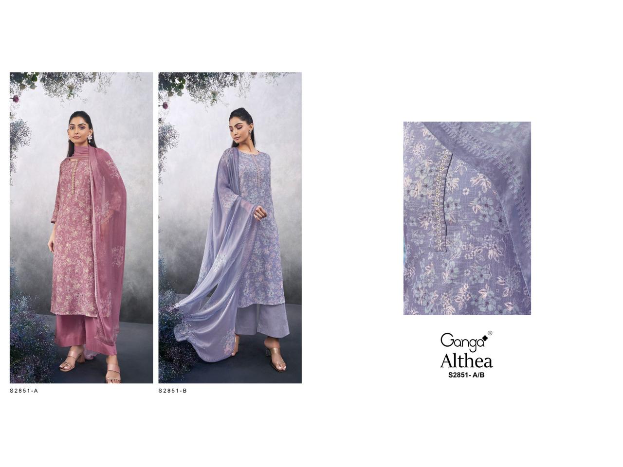 Althea S2851 Ganga Cotton Linen Plazzo Style Suits Manufacturer