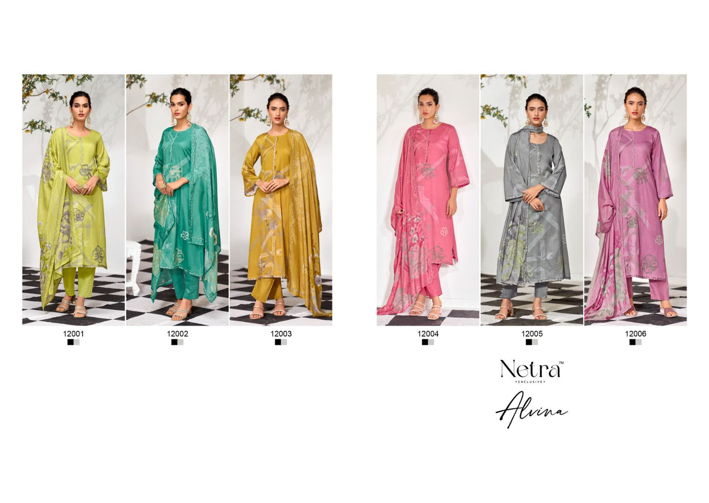 Alvina Netra Cotton Silk Pant Style Suits Exporter
