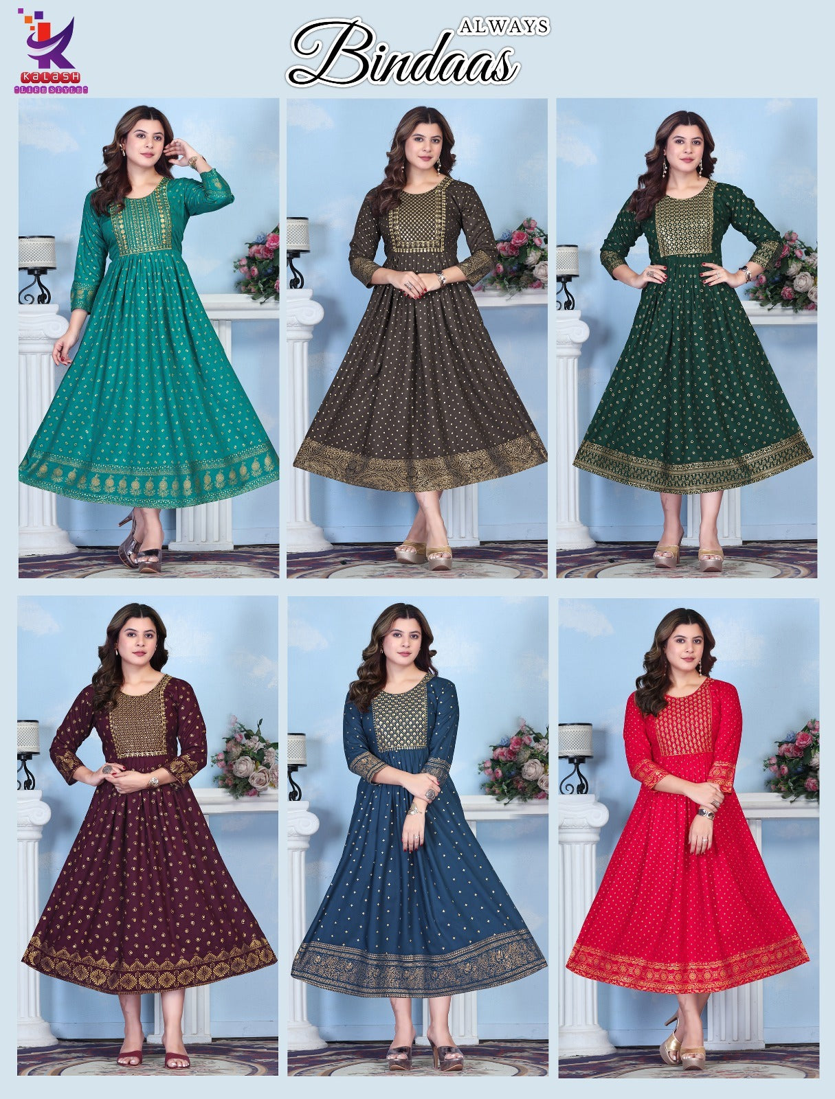 Always Bindaas Mlm Kalash Lifestyle Rayon 14Kg Anarkali Kurtis Supplier India