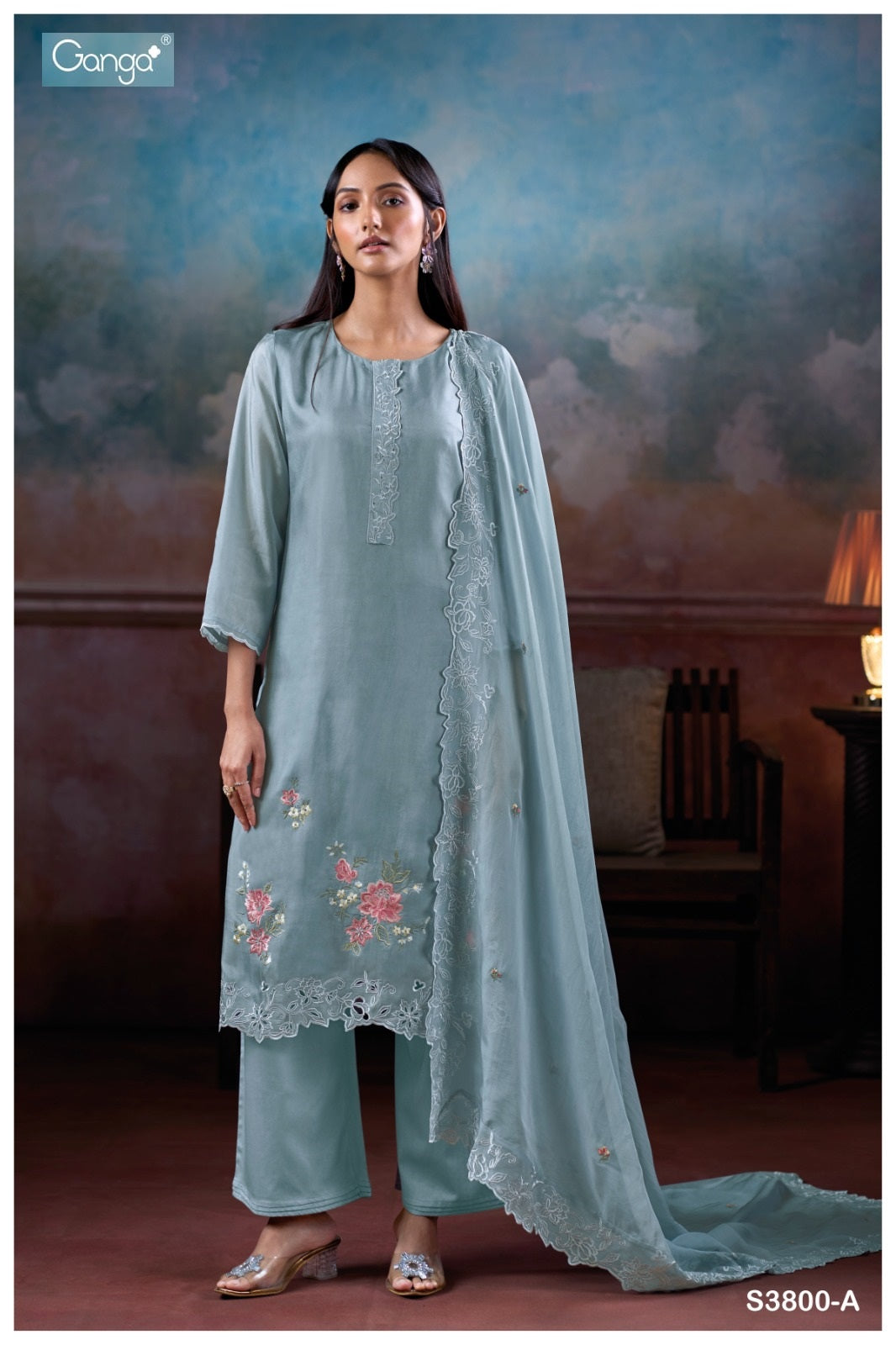Alzora 3800 Ganga Premium Bemberg Plazzo Style Suits Exporter Gujarat