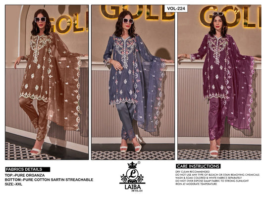 Am Vol 224 Laiba Organza Pakistani Readymade Suits