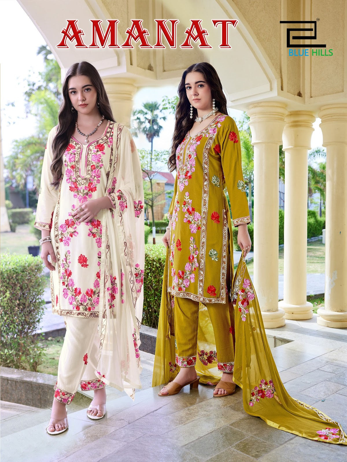 Amanat Blue Hills Rayon 14Kg Readymade Pant Style Suits Wholesaler Ahmedabad