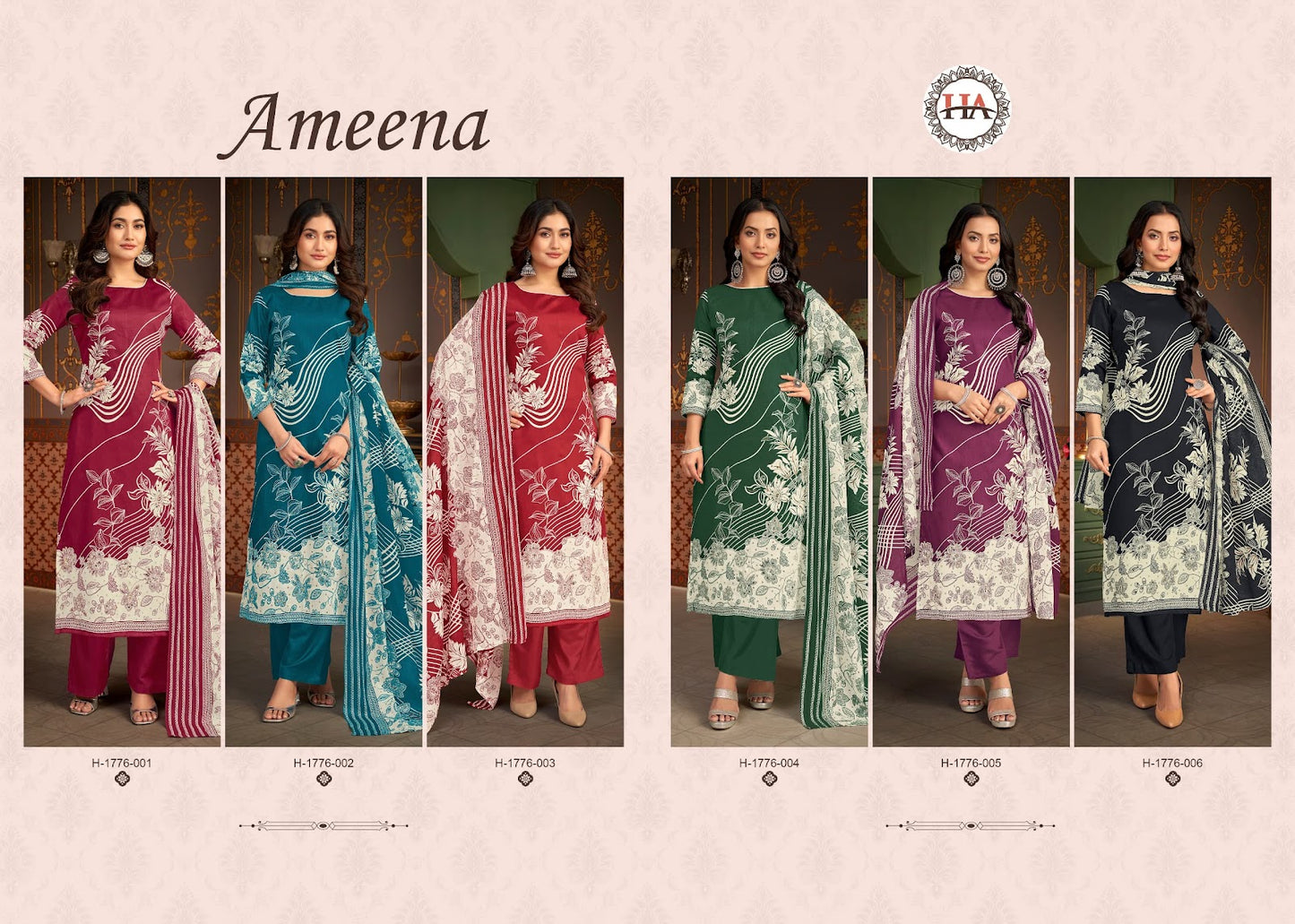 Ameena Harshit Fashion Zam Cotton Pant Style Suits Wholesaler Gujarat