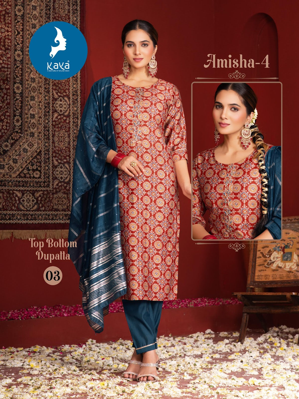Amisha 4 Kaya Vertican Readymade Pant Style Suits Wholesale Rate
