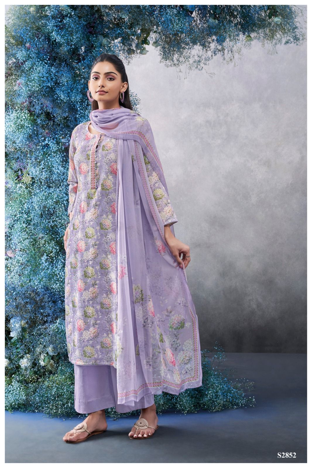 Analyn S2852 Ganga Cotton Linen Plazzo Style Suits Wholesaler Ahmedabad