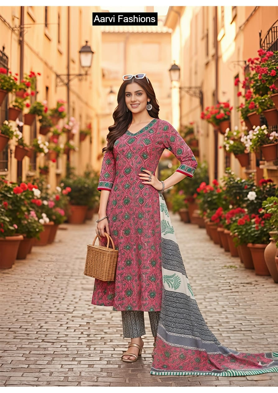 Anarkali Aarvi Fashions Readymade Cotton Pant Suits Wholesale