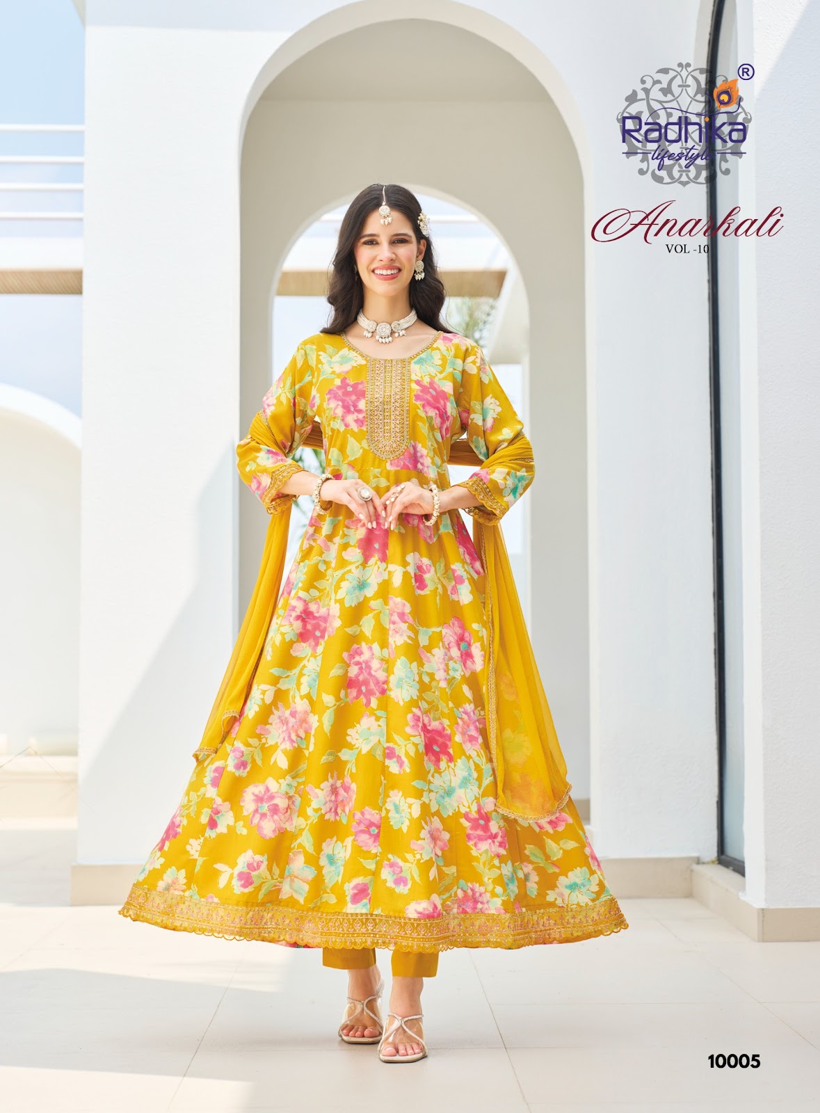 Anarkali Vol 10 Radhika Lifestyle Reyon Readymade Pant Style Suits Manufacturer India