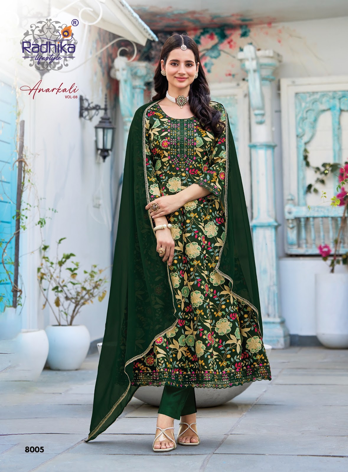 Anarkali Vol 8 Radhika Lifestyle Reyon Readymade Pant Style Suits Exporter Ahmedabad