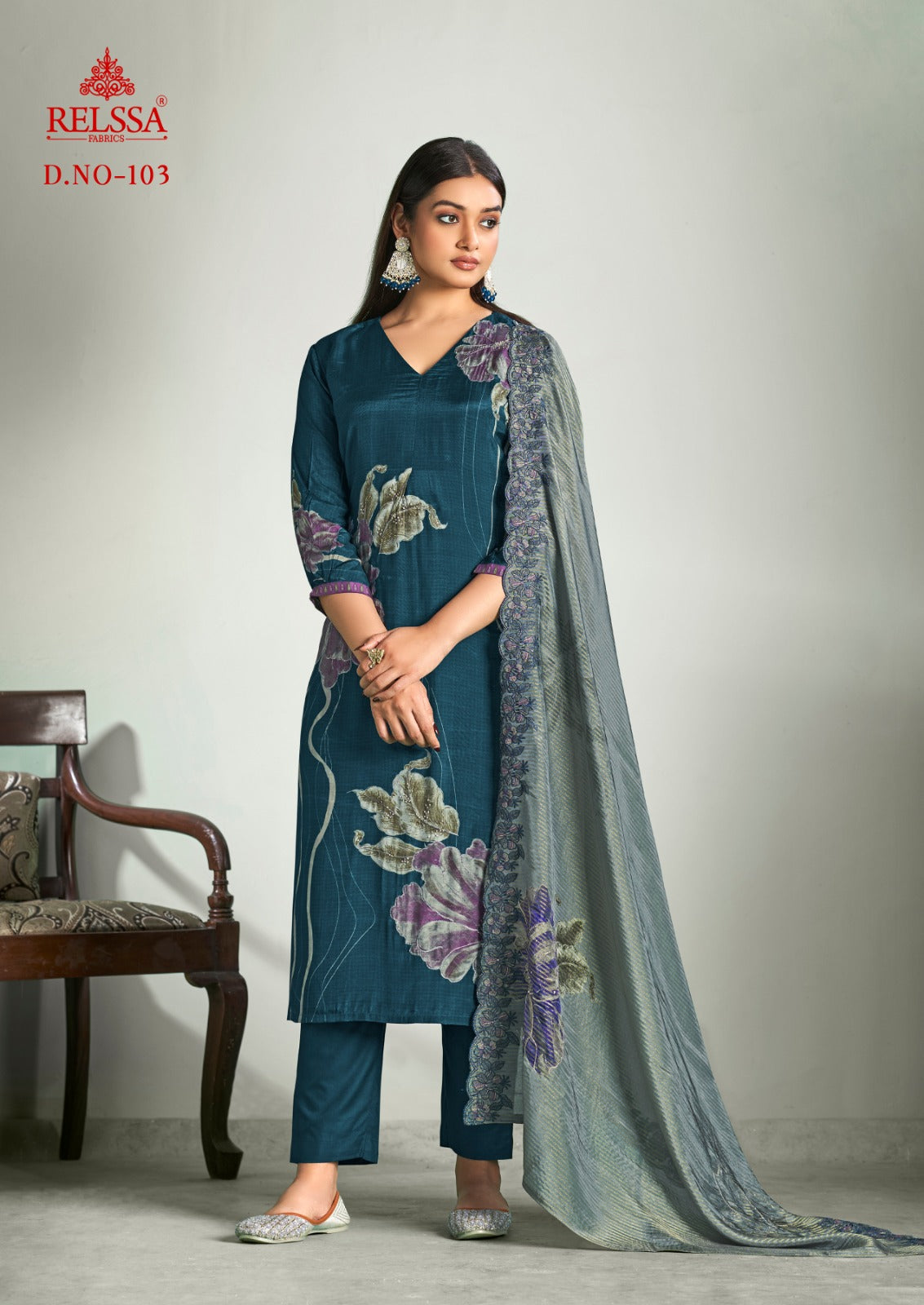 Anaya Relssa Fabrics Muslin Pant Style Suits Wholesaler Gujarat