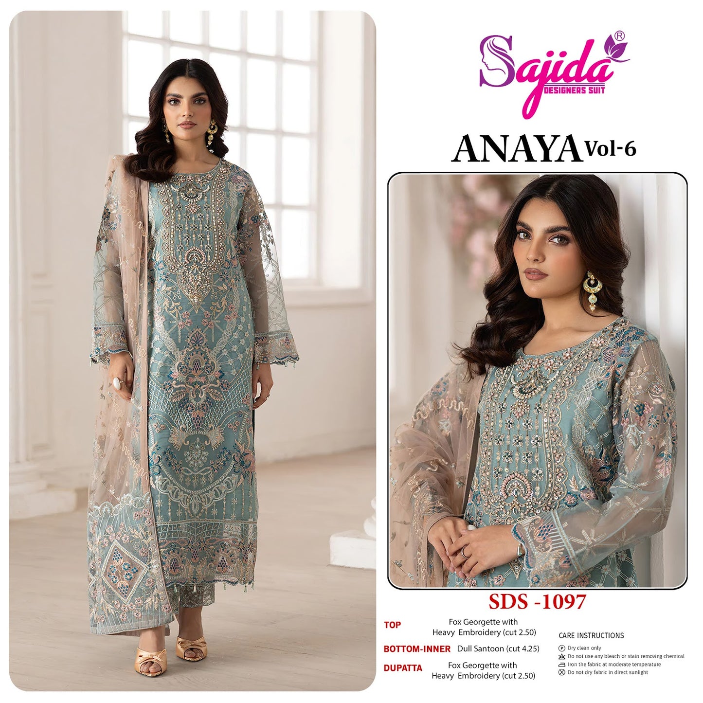 Anaya Vol 6 Sajida Georgette Pakistani Salwar Suits Wholesaler Gujarat