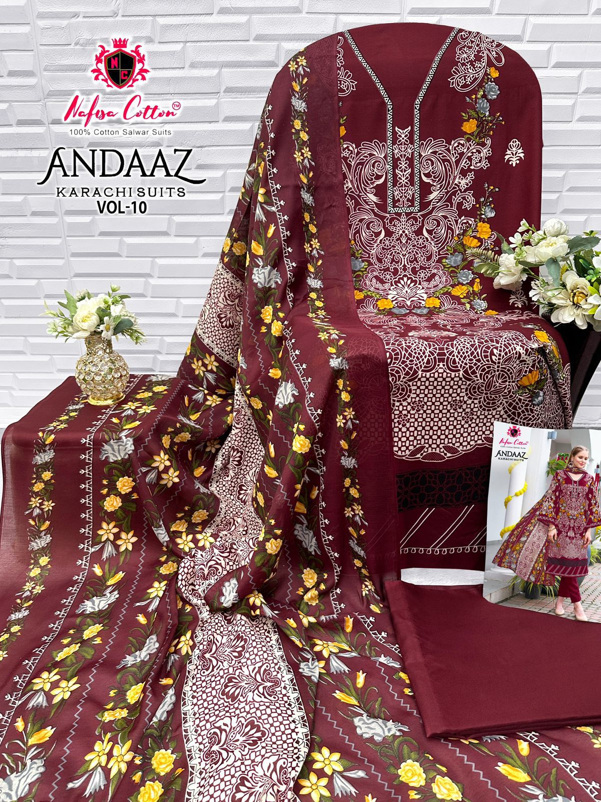 Andaaz Vol 10 Nafisa Cotton Karachi Salwar Suits Supplier India