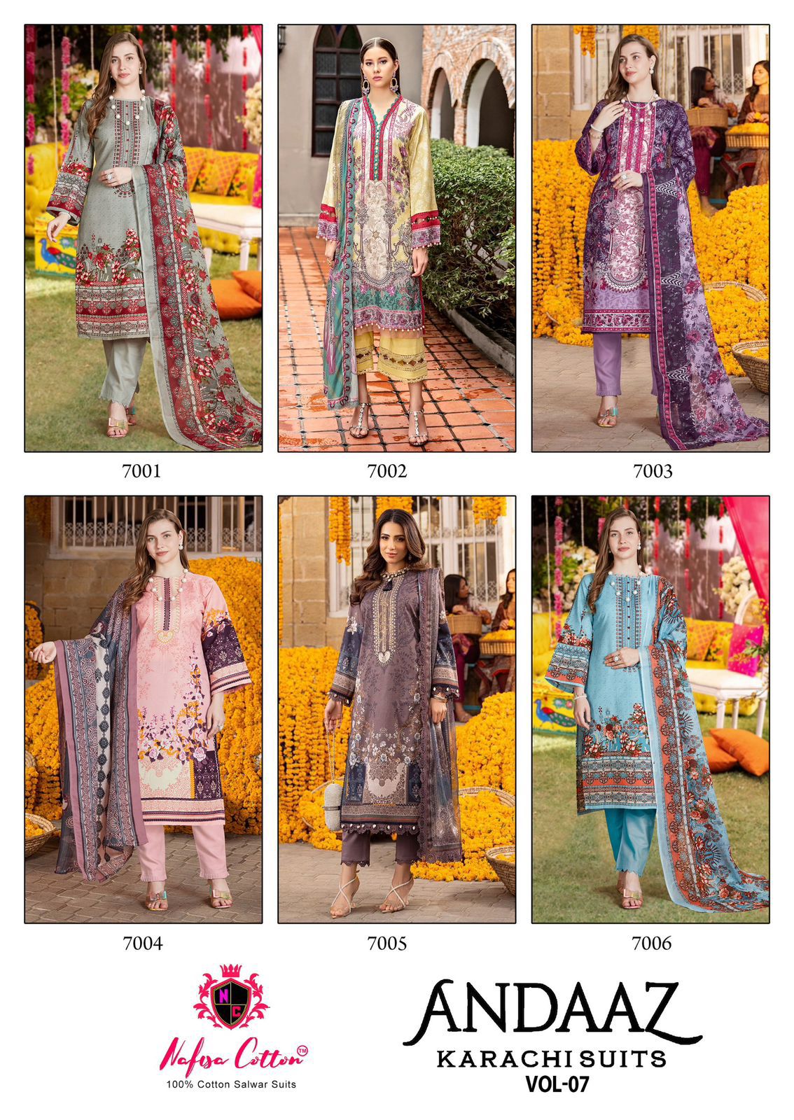 Andaaz Vol 7 Nafisa Cotton Karachi Salwar Suits Wholesale Price