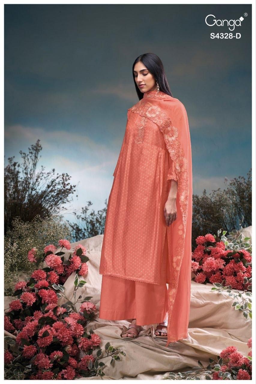 Aneaa 4328 Ganga Bemberg Silk Plazzo Style Suits Exporter