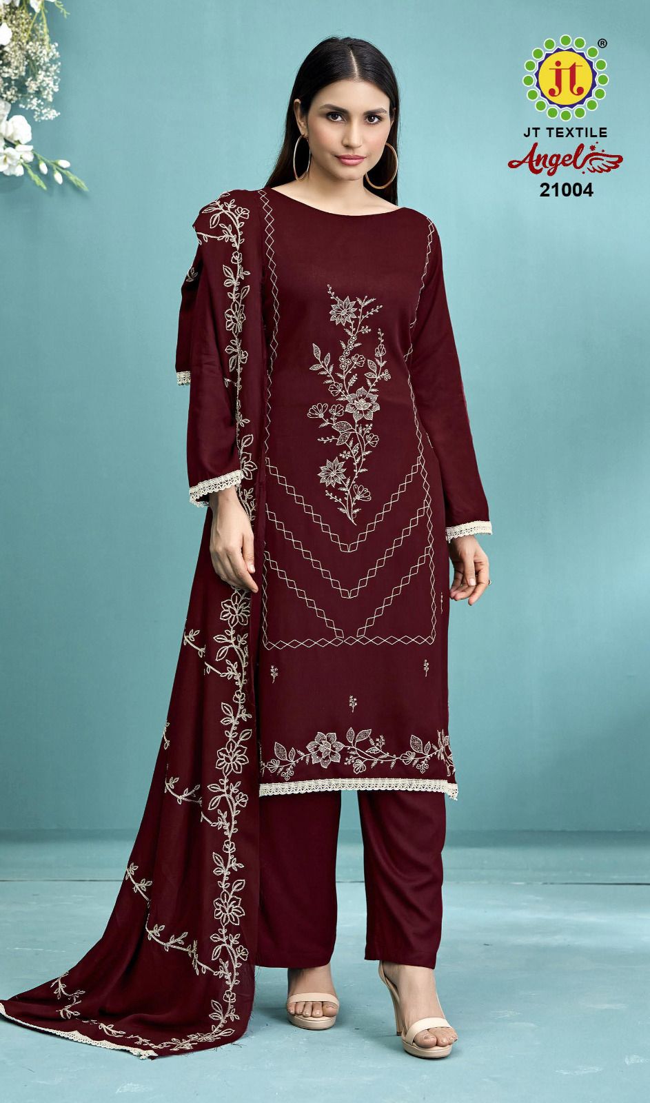 Angel Vol 21 Jt Rayon Pant Style Suits Wholesaler Ahmedabad