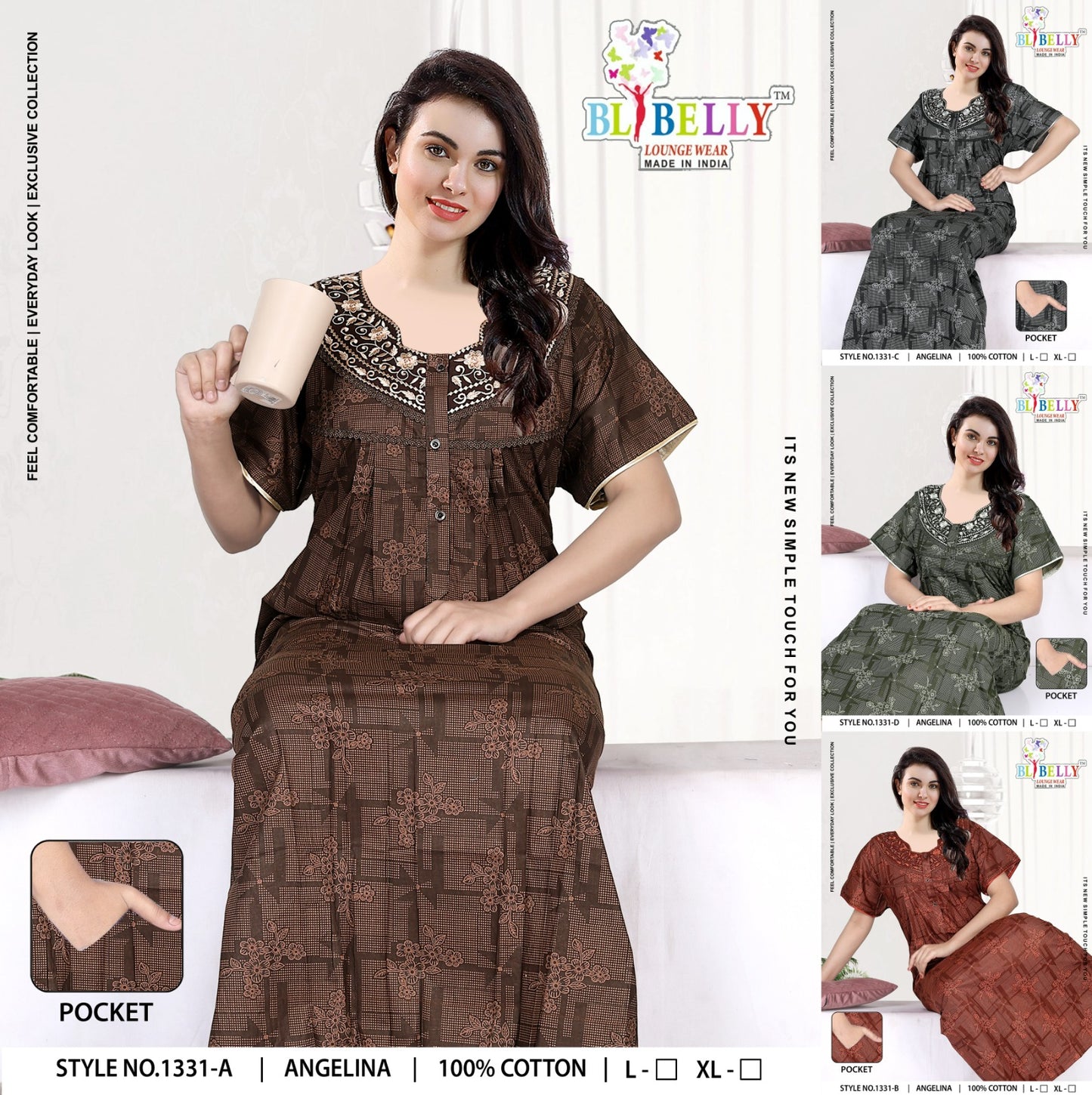 Angelina Belly Cotton Night Gowns Wholesaler India