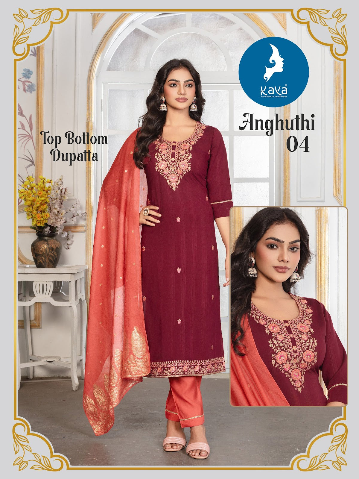 Anghuthi Kaya Roman Readymade Pant Style Suits Supplier Ahmedabad