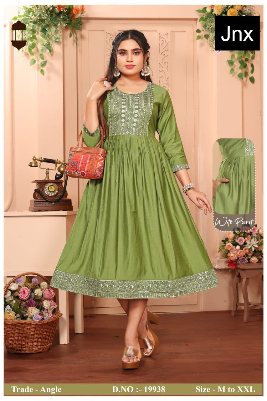 Angle Jnx Vatican Anarkali Kurtis Wholesale Rate