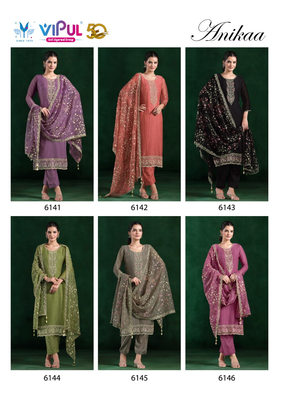 Anikaa Vipul Chiffon Pant Style Suits Supplier